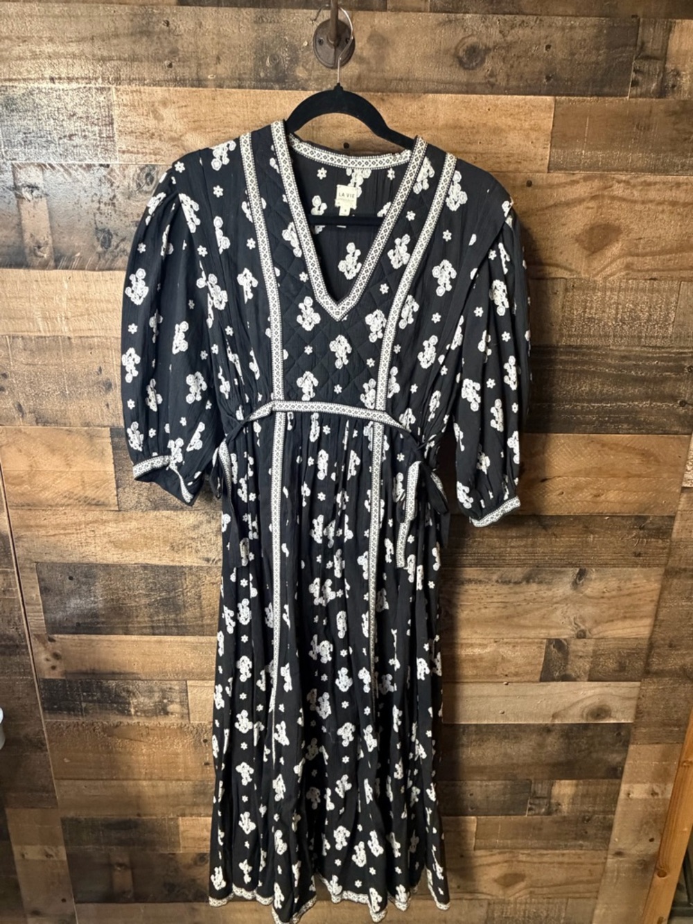 La Vie Rebecca Taylor cotton quilted floral maxi dress size small